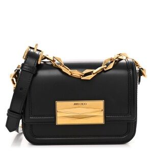 Jimmy Choo Box Calfskin Diamond Crossbody Bag Black 2024 collection